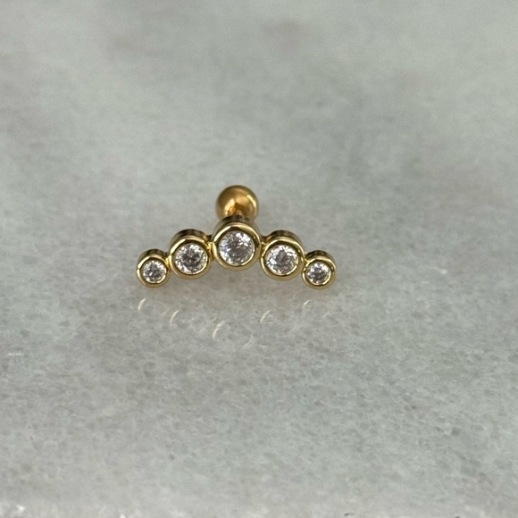 Modest Lu Jewelry - COPY - Gold Round Crystal Arch Cartilage Earring Brand New